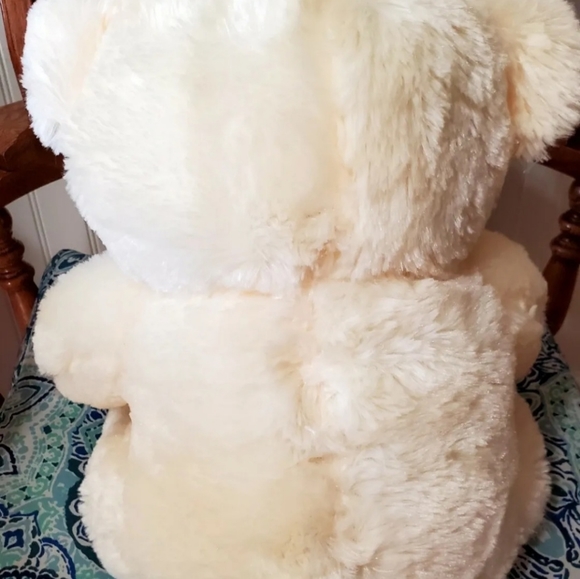 Teddy Bear 13"x17" beige color with heart pink Rose - Picture 2 of 2